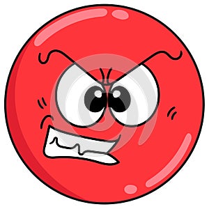 Emoticon ball with an expression of restraining anger, doodle kawaii. doodle icon image photo