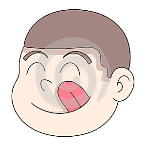 emoticon boy head with hungry expression sticking out tongue