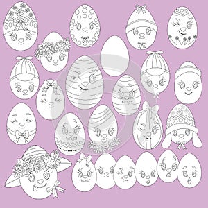 Set of easter eggheads