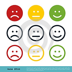 Emoticon Circle Colorful Set. Icon Vector Logo Template Illustration Design. Vector EPS 10