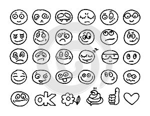 Emoticon doodles set