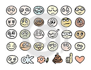 Emoticon doodles set