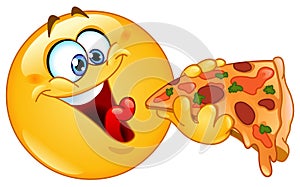 Emoticon eating pizza photo