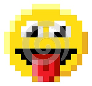 Emoticon Face Pixel Art 8 Bit Video Game Icon