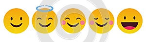 Emoticon Happy And Smile Reaction Set - Vector photo