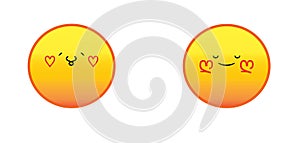 Emoticon with heart set