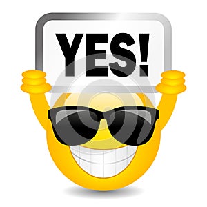 Emoticon holding Yes sign