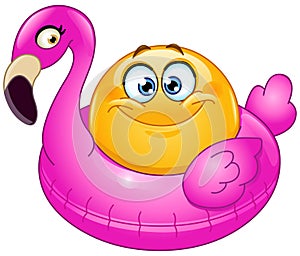 Emoticon in Inflatable Flamingo