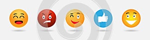 Emoticon line icons. Face expression emotion, new like, emotions. Vector symbols set.