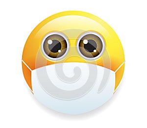 Emoticon with medical mask.