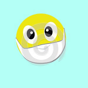 Emoticon with medical mask over mouth.Idea of health protection.Vector illustration