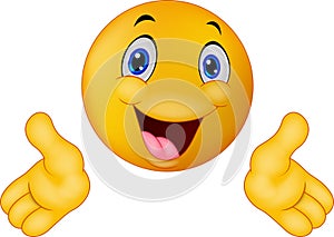 Emoticon presenting with his hands