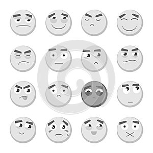 Emoticon set. Collection of Emoji. 3d emoticons. Smiley face icons isolated on white background. Vector