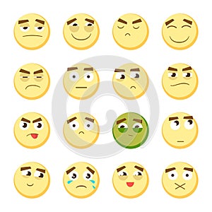 Emoticon set. Collection of Emoji. 3d emoticons. Smiley face icons on white background. Vector