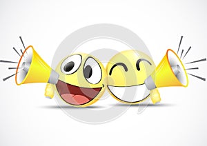 Emoticon with speaker .business commerce concept