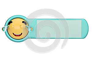 Emoticon with tears of emoji on a board.3D illustration.