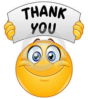 Emoticon with thank you sign