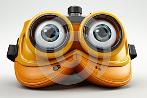Emoticon using binoculars in 3D on white