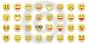 Emoticons icon set,Set of Funny cartoon with Emotional Expressions.