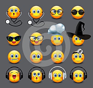 Emoticons set, emoji, smiley - vector illustration photo