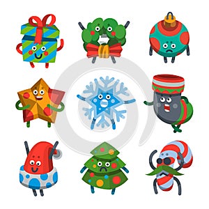 Emoticons set icons for happy new year theme