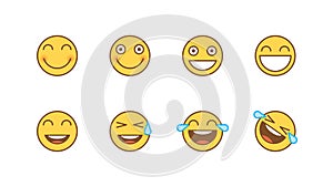 Emoticons stickers set smiles laughter. Animated Emoticons. Alpha channel