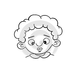 emotion avatar child boy sadness, despondency line vector photo