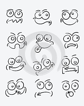 Emotion cartoon face set