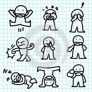 Emotion cartoon on graph paper.