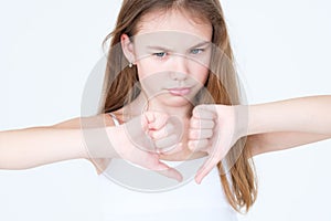 Emotion discontent dissatisfied child thumbs down