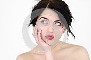 Emotion face bored disinterested indifferent woman photo