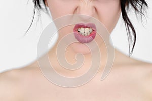 Emotion face furious woman rage teeth hatred