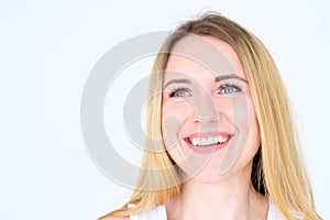 Emotion face happy smile cheerful delighted woman