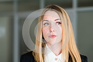 Emotion face thoughtful wistful pensive sad woman