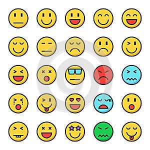 Emotion pixel perfect color line icons