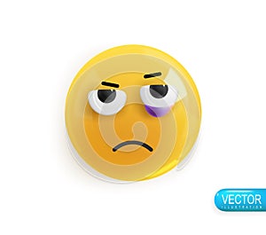 Emotion Realistic 3d Render. Icon Smile Emoji. Vector yellow glossy emoticons. PNG