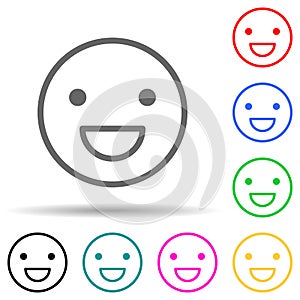 Emotion smile multi color style icon. Simple thin line, outline vector of web icons for ui and ux, website or mobile application