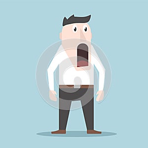 The emotion of surprise and delight in a man on the face, stock vector illustration