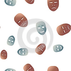 Emotion theatrical mask seamless pattern