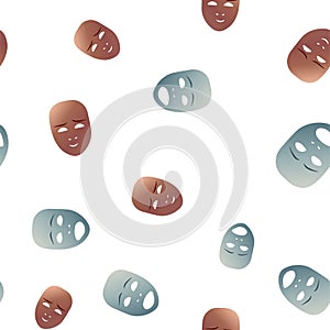 Emotion theatrical mask seamless pattern