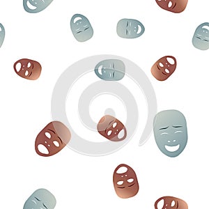 Emotion theatrical mask seamless pattern