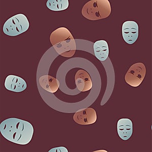 Emotion theatrical mask seamless pattern