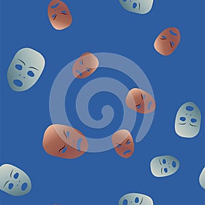 Emotion theatrical mask seamless pattern