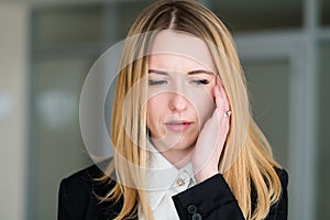 Emotion upset confused dismayed business lady