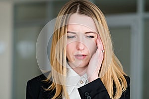 Emotion upset confused dismayed business lady photo
