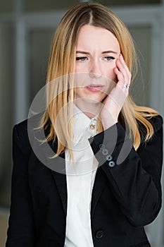 Emotion upset disconcerted dismayed business woman