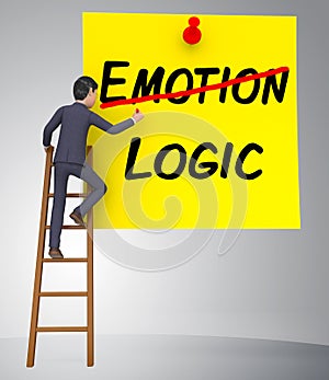 Emotion Vs Logic Note Depicts The Logical Compared With Emotional Mind - 3d Illustration