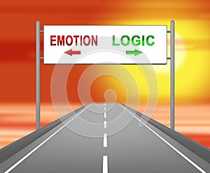 Emotion Vs Logic Sign Depicts The Logical Compared With Emotional Mind - 3d Illustration