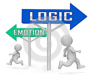 Emotion Vs Logic Sign Depicts The Logical Compared With Emotional Mind - 3d Illustration