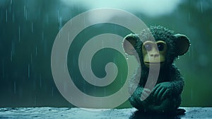 Emotional 8k 3d Monkey: A Rainy Narrative